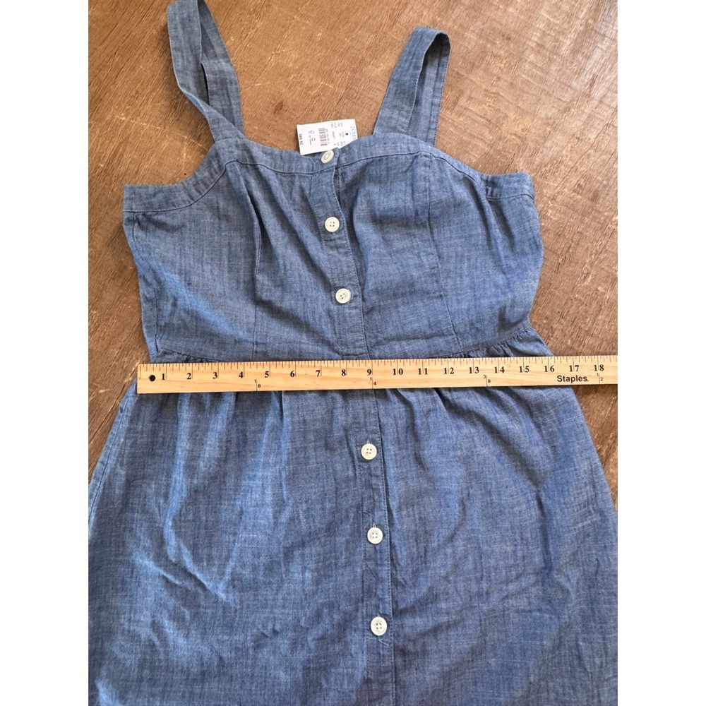 NWT J.Crew Chambray Button-Front Square Neck Fit & Flare A-Line Dress Blue SZ8 - Picture 6 of 7